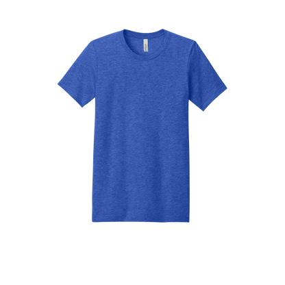 Custom adult Bella + Canvas heathered T-shirt in Heather Royal Blue, front view