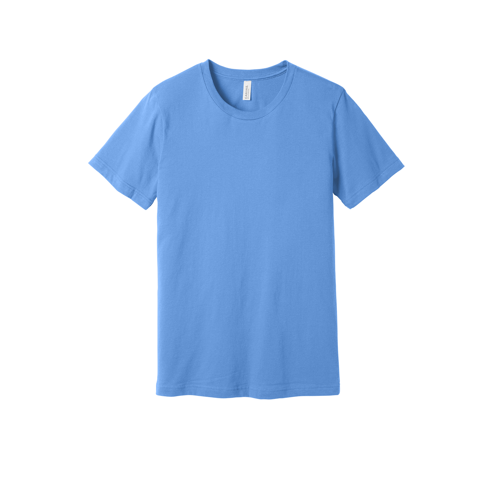 Custom adult Bella + Canvas jersey T-shirt in Carolina Blue, front view