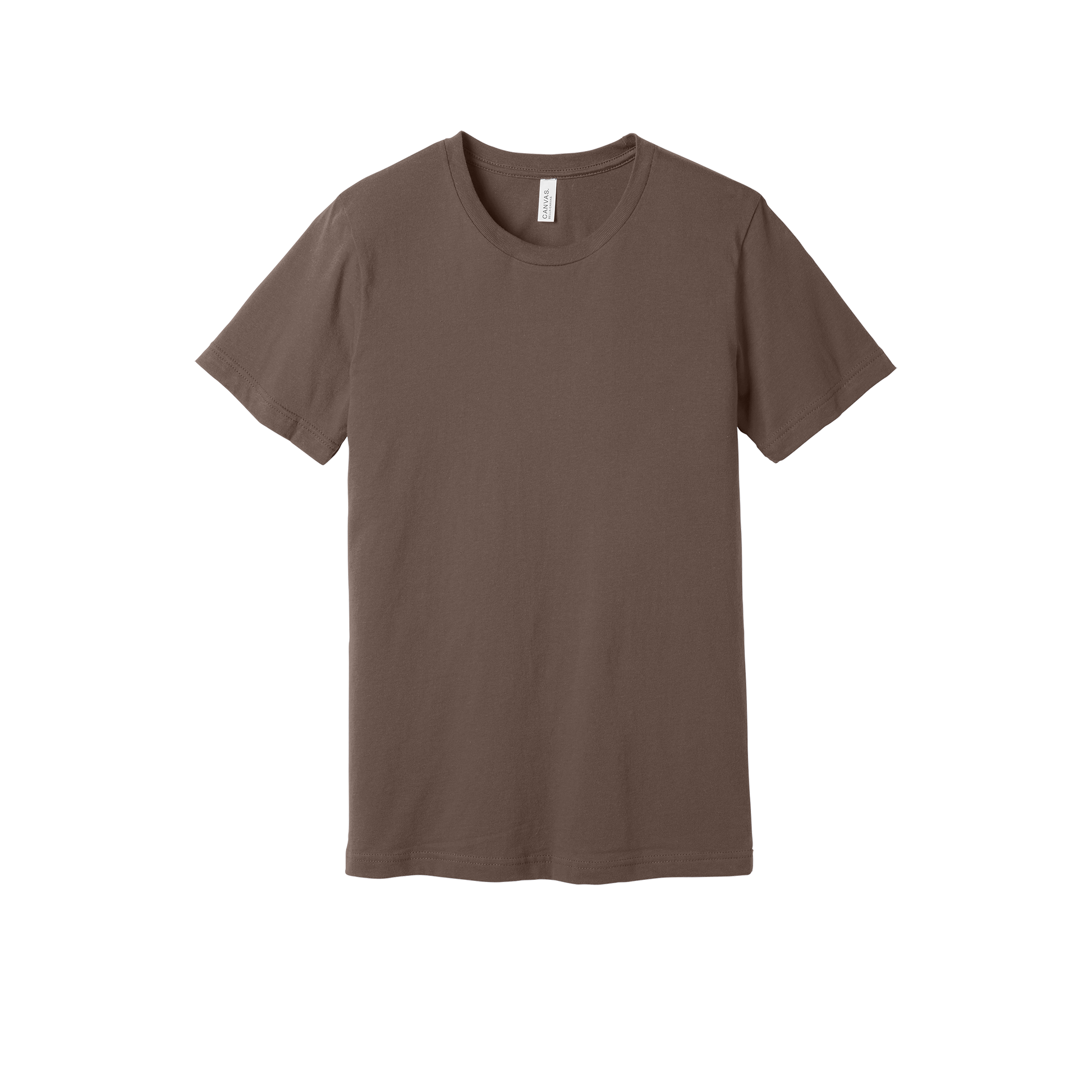Custom adult Bella + Canvas jersey T-shirt in Cocoa, front view
