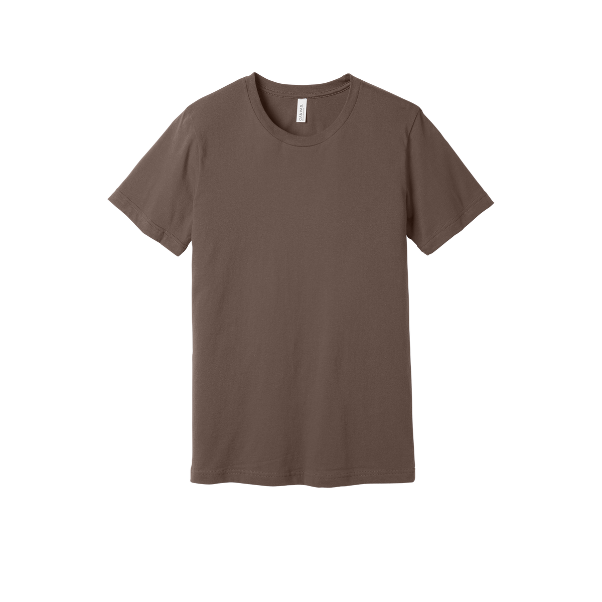 Custom adult Bella + Canvas jersey T-shirt in Cocoa, front view, alternate view 2