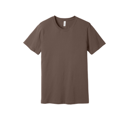 Custom adult Bella + Canvas jersey T-shirt in Cocoa, front view, alternate view 2
