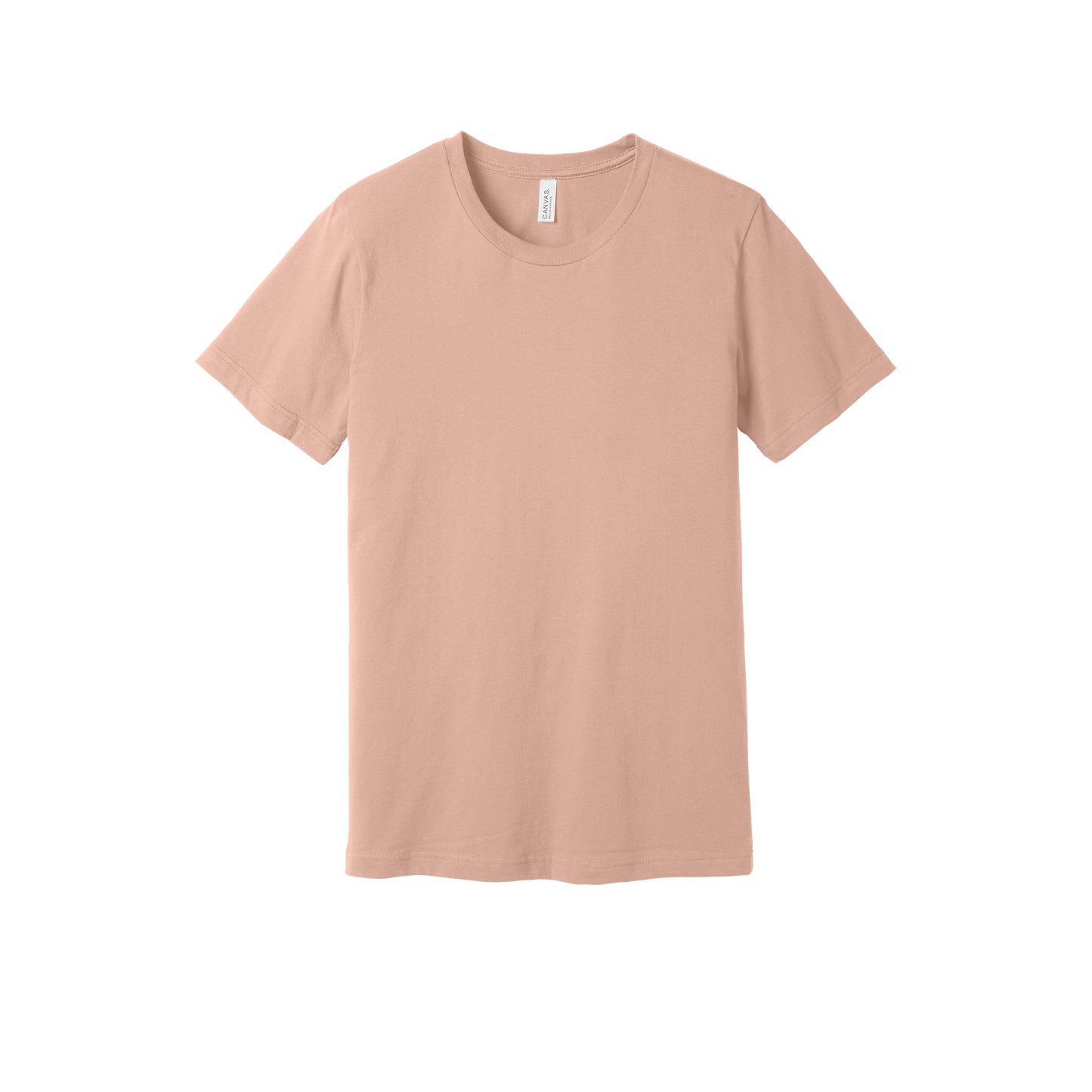 Custom adult Bella + Canvas jersey T-shirt in Peach, front view