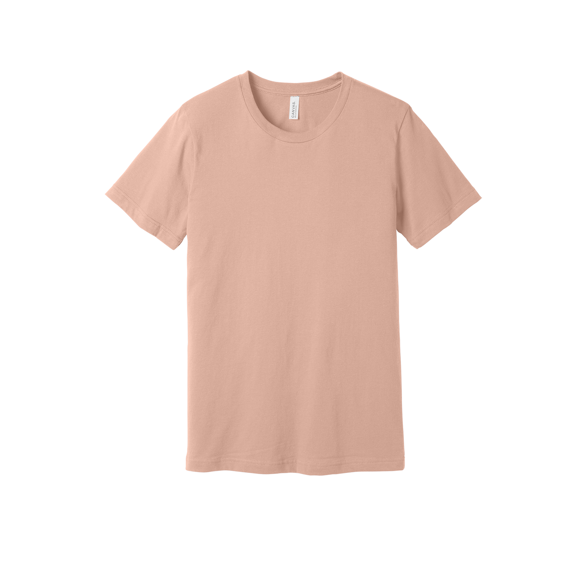 Custom adult Bella + Canvas jersey T-shirt in Peach, front view
