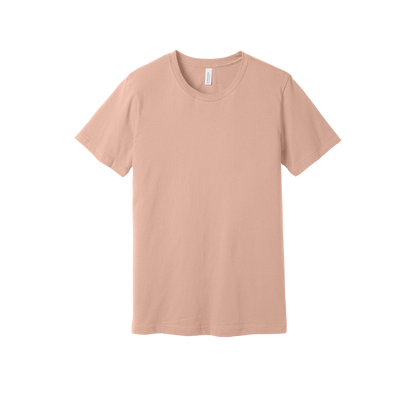 Custom adult Bella + Canvas jersey T-shirt in Peach, front view