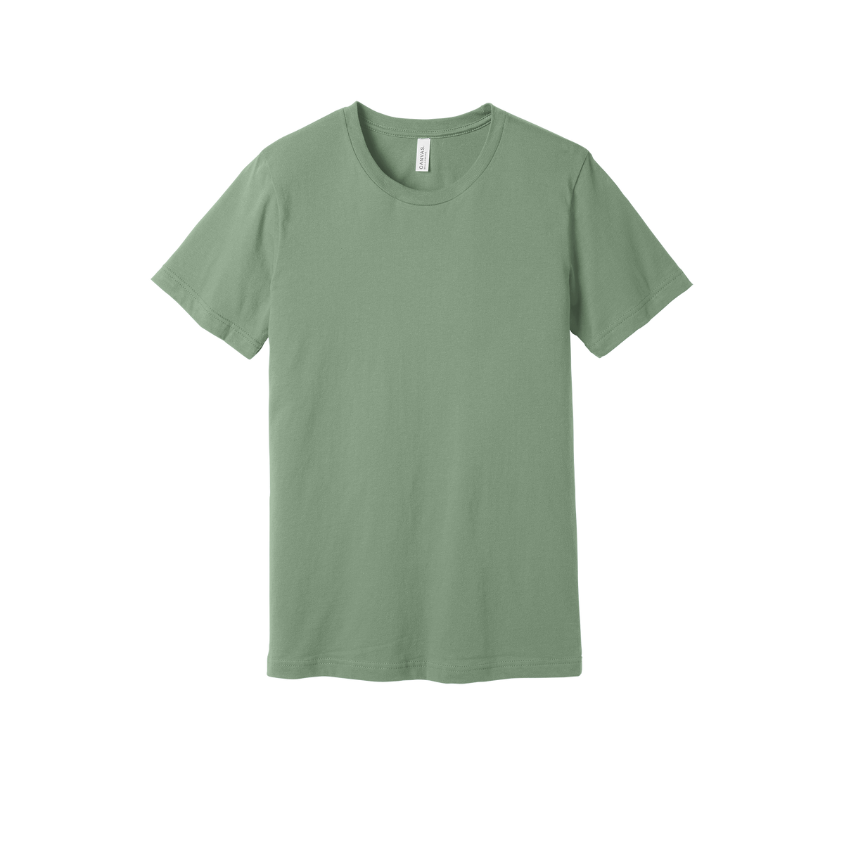Custom adult Bella + Canvas jersey T-shirt in Sage, front view