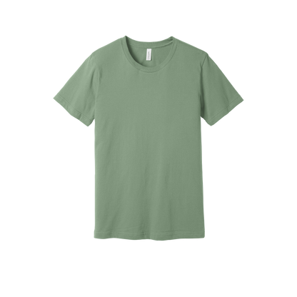Custom adult Bella + Canvas jersey T-shirt in Sage, front view