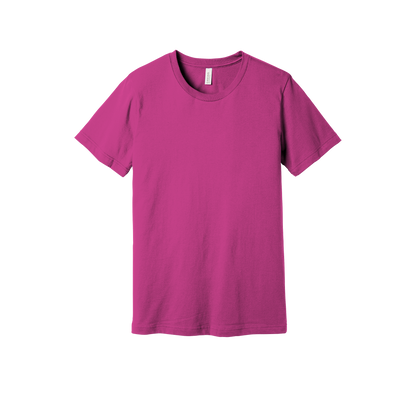 Bella + Canvas jersey T-shirt in Berry Pink, front view