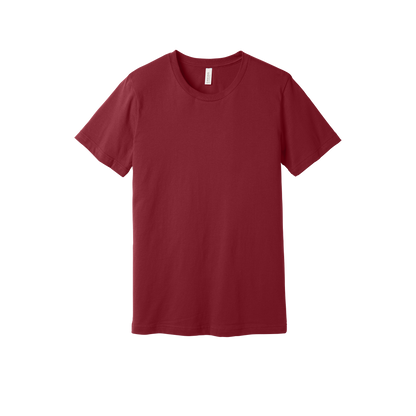 Custom adult Bella + Canvas jersey T-shirt in Cardinal, front view
