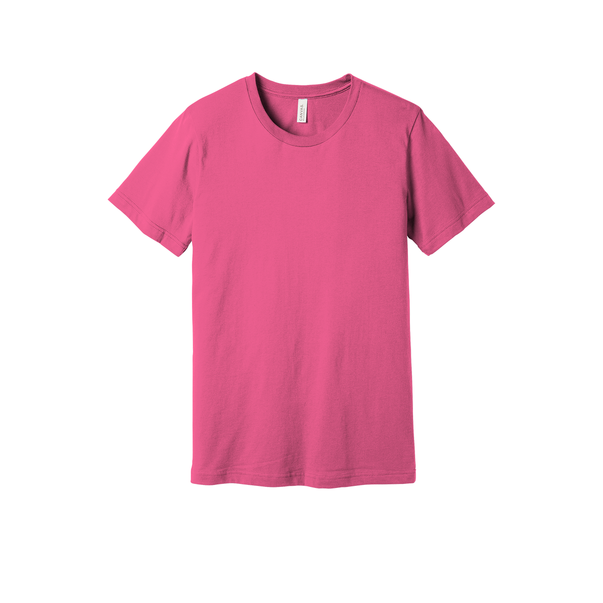 Custom adult Bella + Canvas jersey T-shirt in Pink, front view, alternate view 2