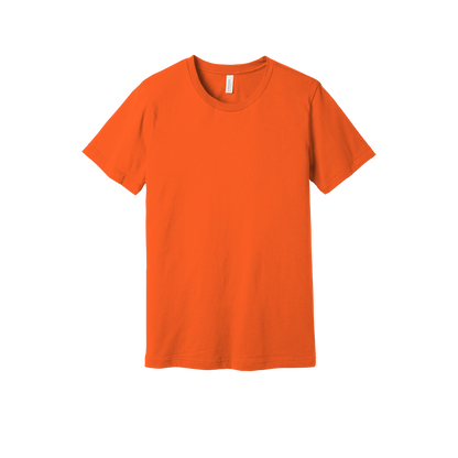 Custom adult Bella + Canvas jersey T-shirt in Orange, front view