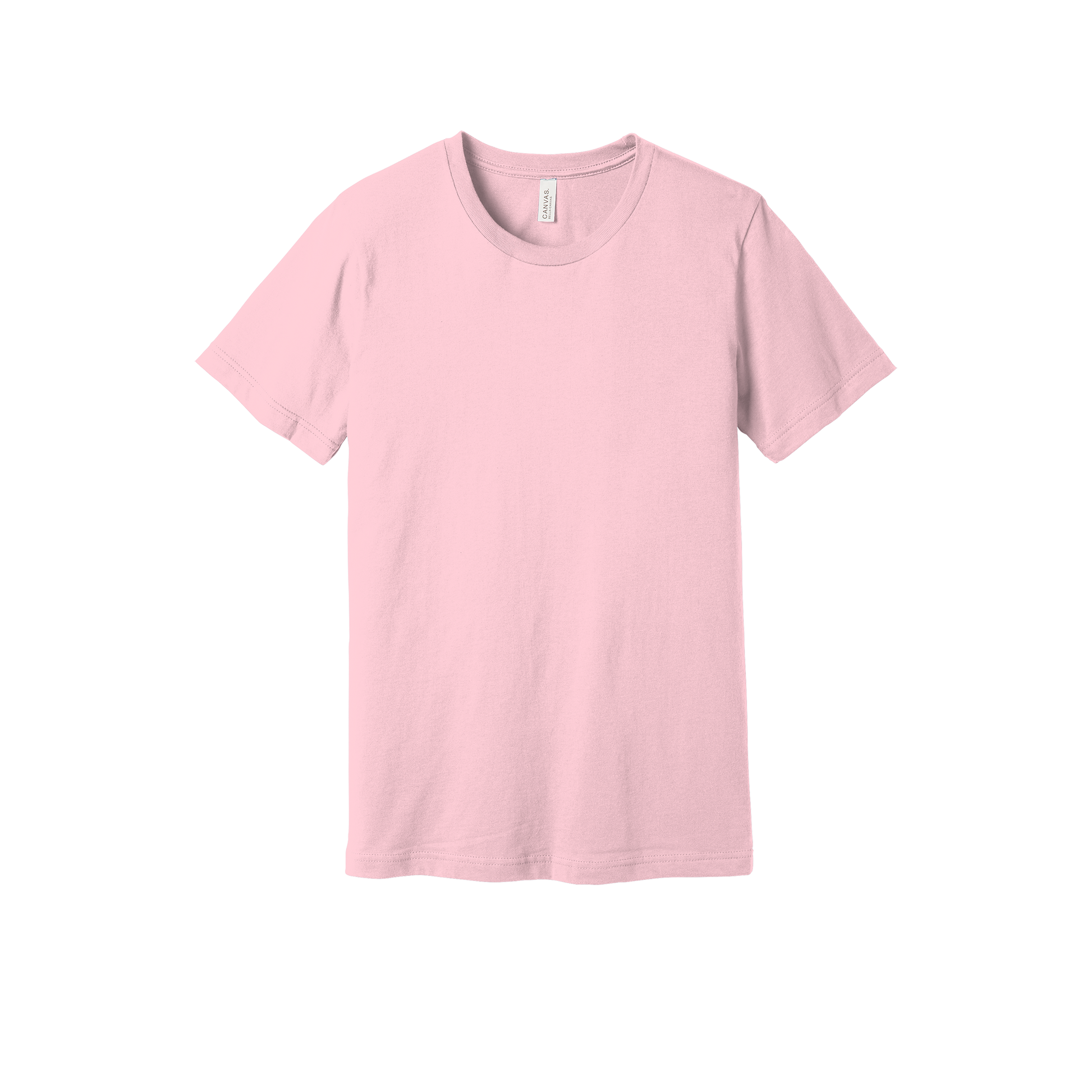 Custom adult Bella + Canvas jersey T-shirt in Light Pink, front view