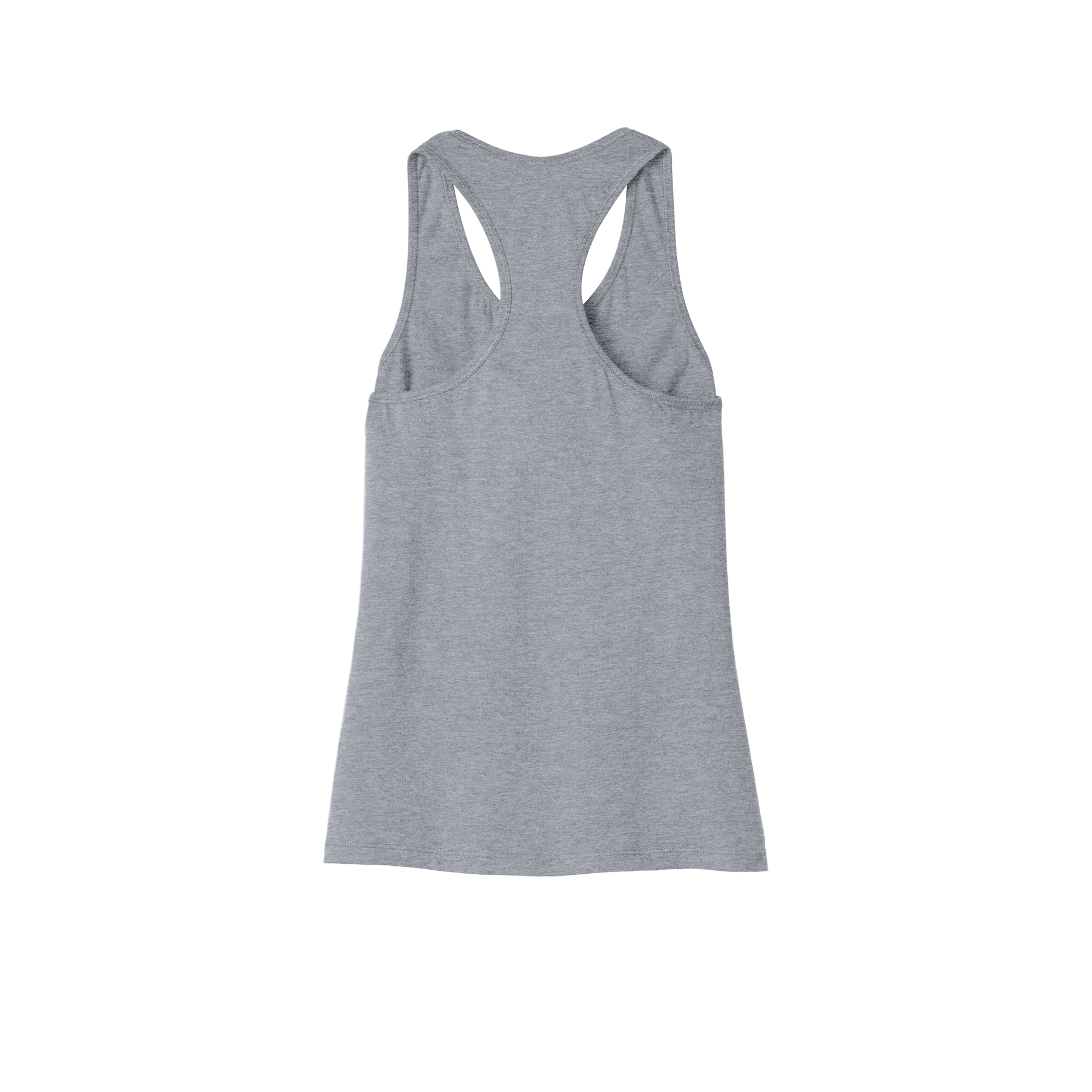 Custom women's Bella + Canvas jersey racerback tank in Athletic Heather, back view