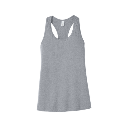 Custom women's Bella + Canvas jersey racerback tank in Heather Athletic, front view