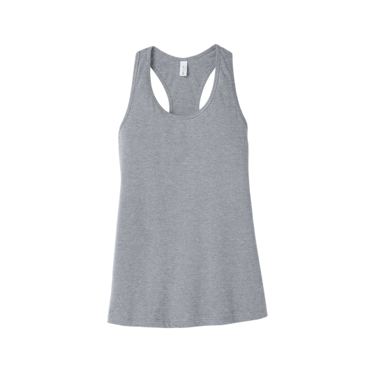 Custom women's Bella + Canvas jersey racerback tank in Heather Athletic, front view