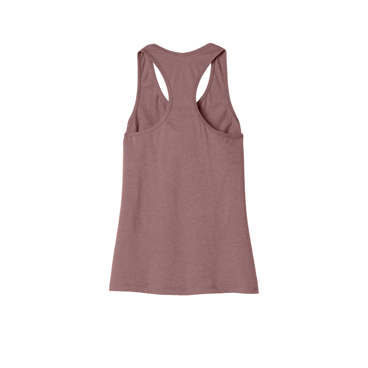 Custom women's Bella + Canvas jersey racerback tank in Heather Mauve, back view