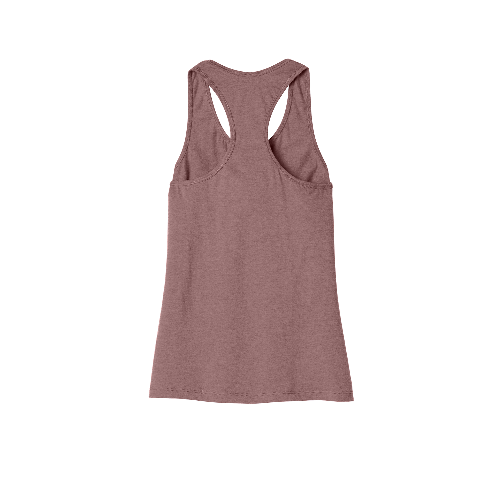 Custom women's Bella + Canvas jersey racerback tank in Heather Mauve, back view
