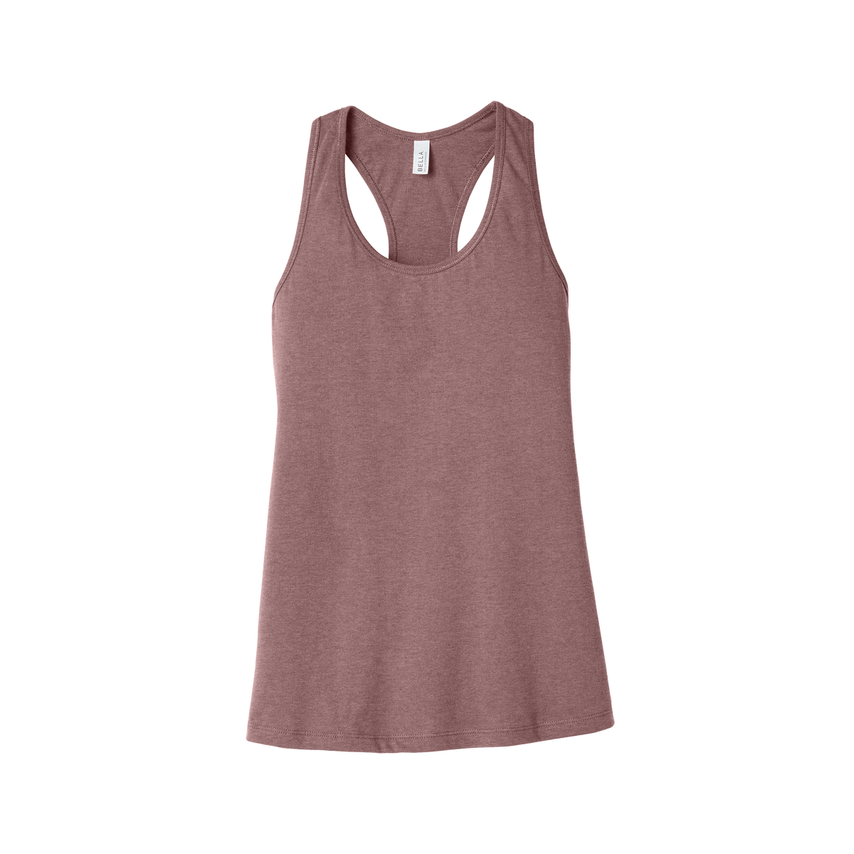 Custom women's Bella + Canvas jersey racerback tank in Heather Mauve, front view