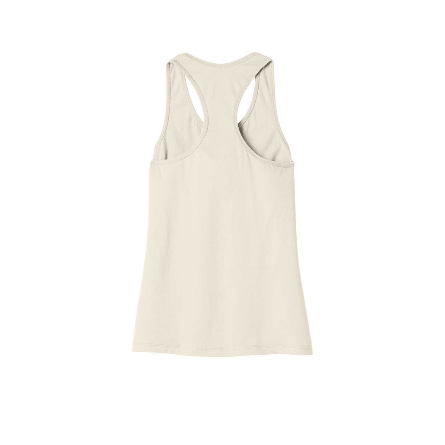 Custom women's Bella + Canvas jersey racerback tank in Natural, back view