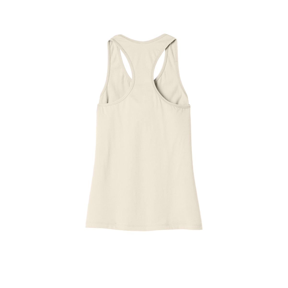 Custom women's Bella + Canvas jersey racerback tank in Natural, back view