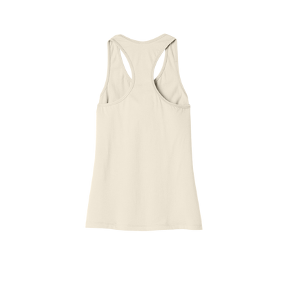 Custom women's Bella + Canvas jersey racerback tank in Natural, back view