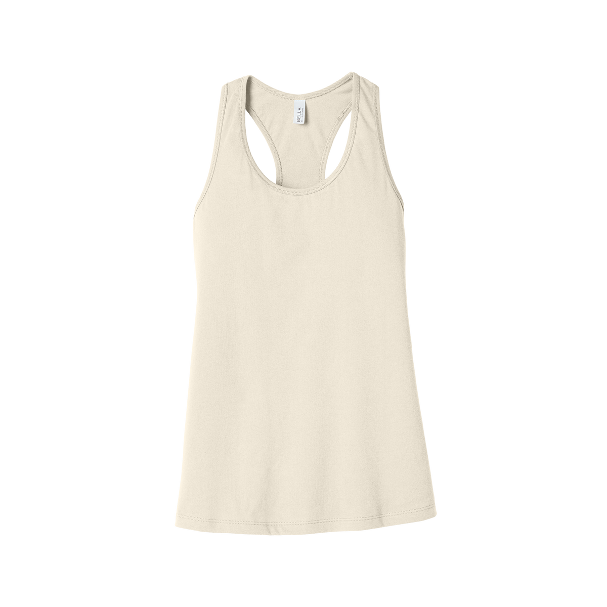 Custom women's Bella + Canvas jersey racerback tank in Natural, front view