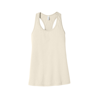 Custom women's Bella + Canvas jersey racerback tank in Natural, front view