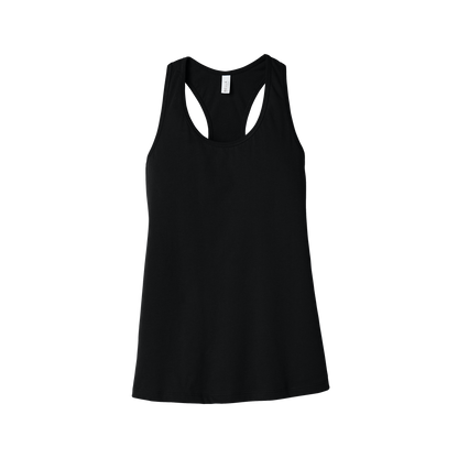 Custom women's Bella + Canvas jersey racerback tank in Black, front view