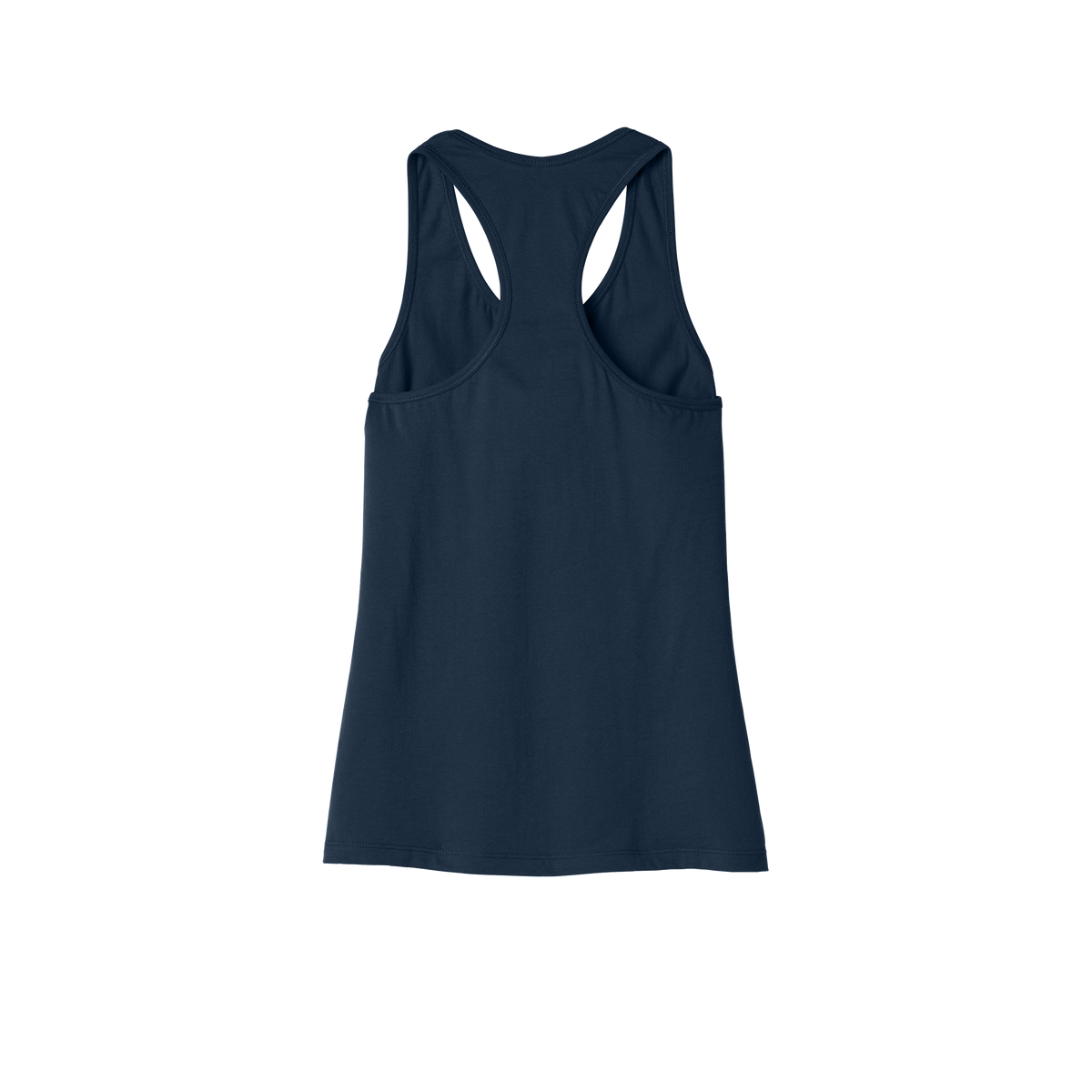 Custom women's Bella + Canvas jersey racerback tank in Navy, back view