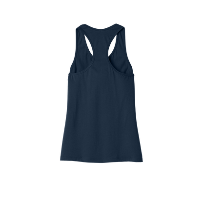 Custom women's Bella + Canvas jersey racerback tank in Navy, back view