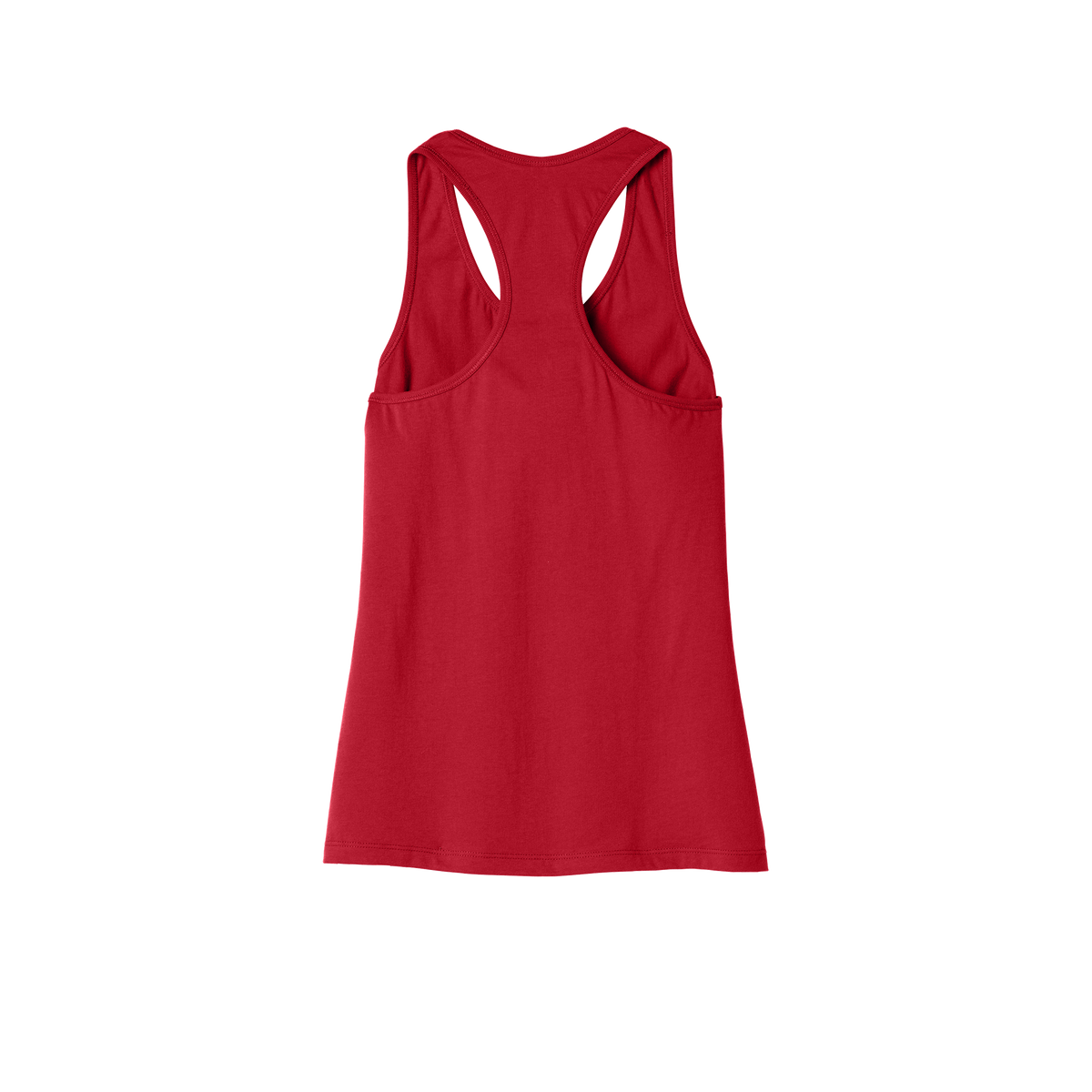 Custom women's Bella + Canvas jersey racerback tank in Red, back view