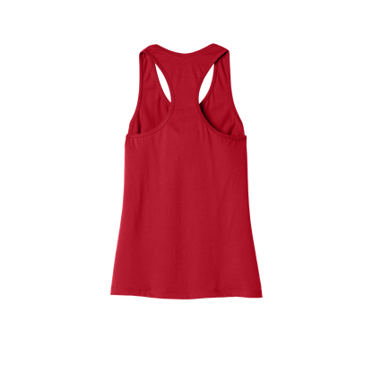 Custom women's Bella + Canvas jersey racerback tank in Red, back view