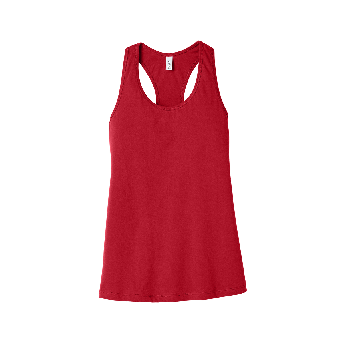Custom women's Bella + Canvas jersey racerback tank in Red, front view