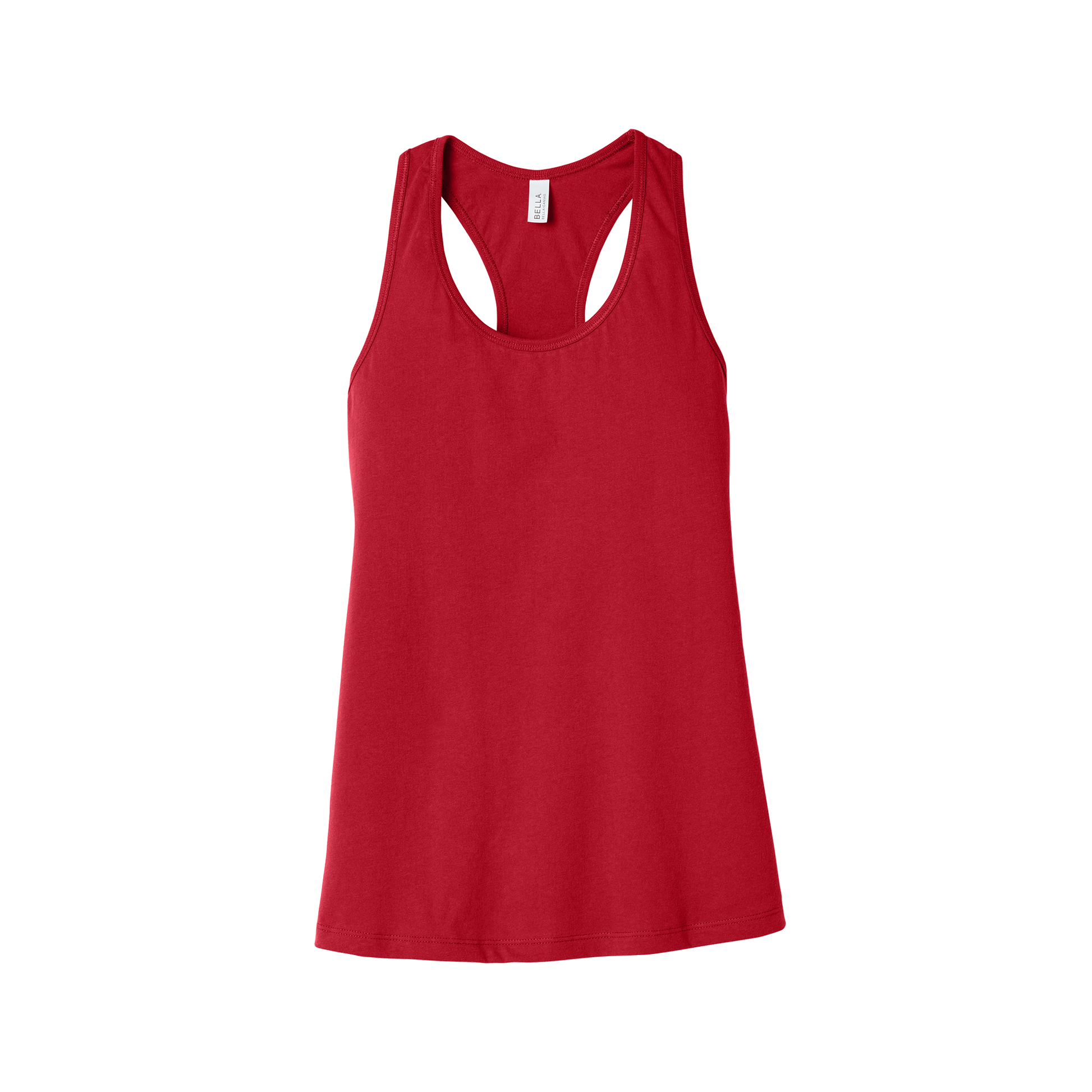 Custom women's Bella + Canvas jersey racerback tank in Red, front view