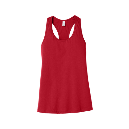 Custom women's Bella + Canvas jersey racerback tank in Red, front view