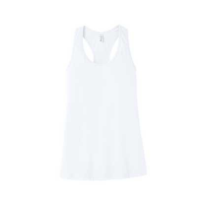 Custom women's Bella + Canvas jersey racerback tank in White, front view