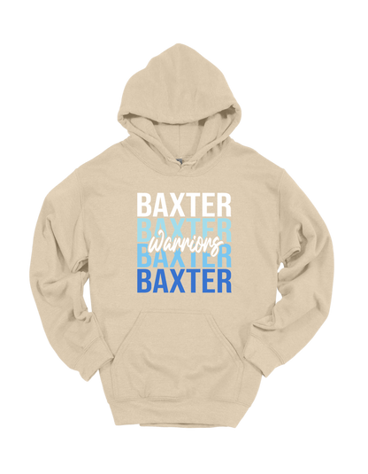 Baxter Warriors stacked design on Tan hoodie