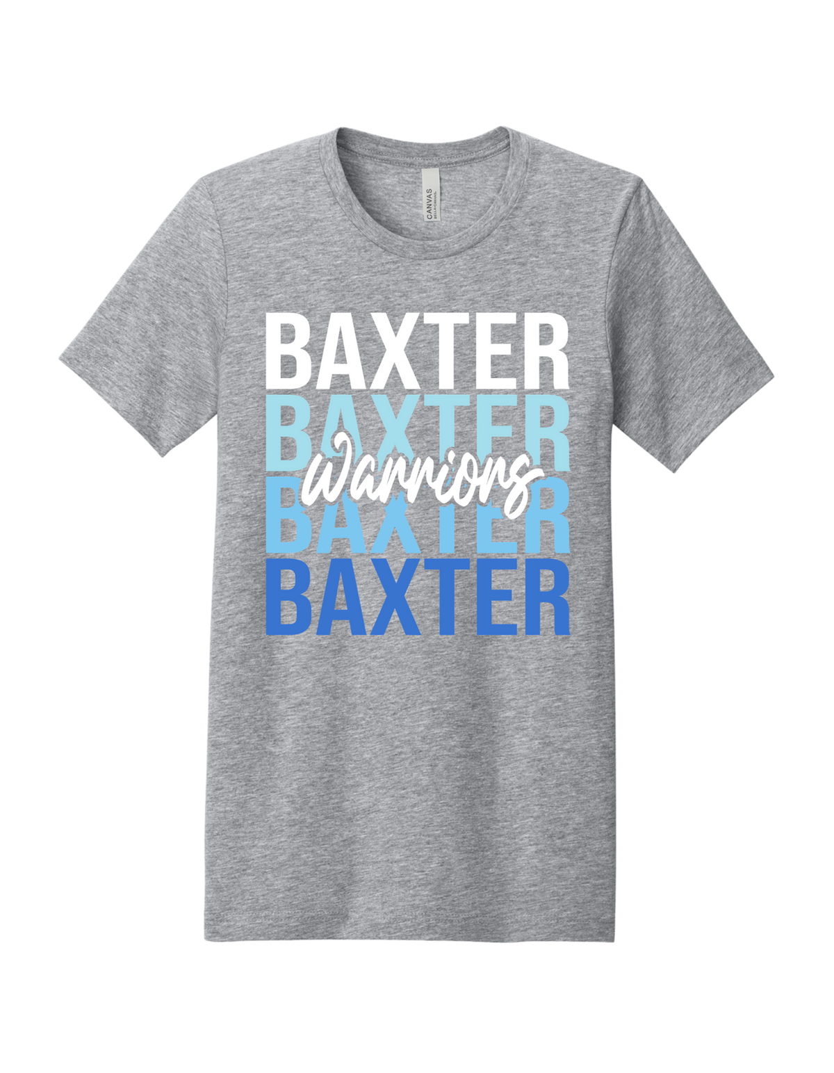 Baxter Warriors stacked design on Sports Gray T-shirt
