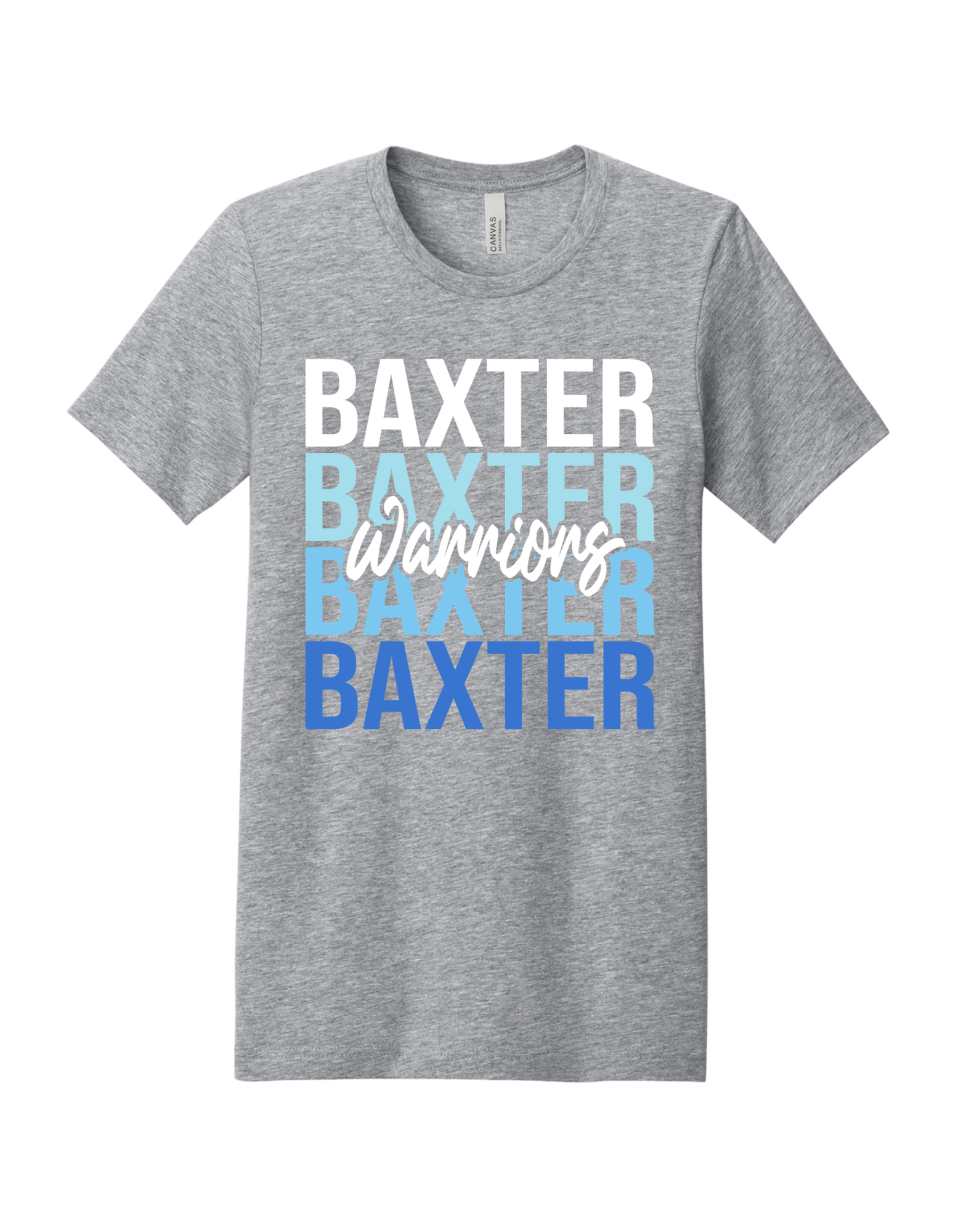 Baxter Warriors stacked design on Sports Gray T-shirt