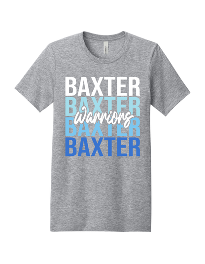 Baxter Warriors stacked design on Sports Gray T-shirt