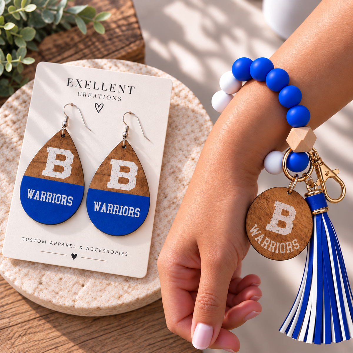 Brainerd Warriors Wristlet & Earrings Bundle