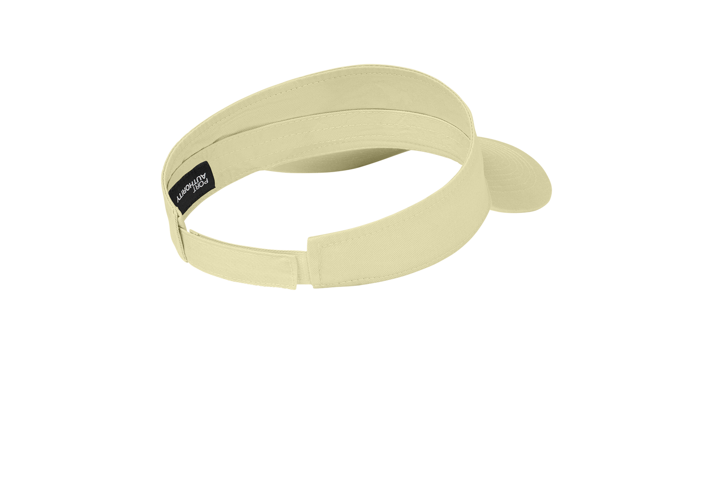 Custom Port Authority fashion visor in Beach, back view