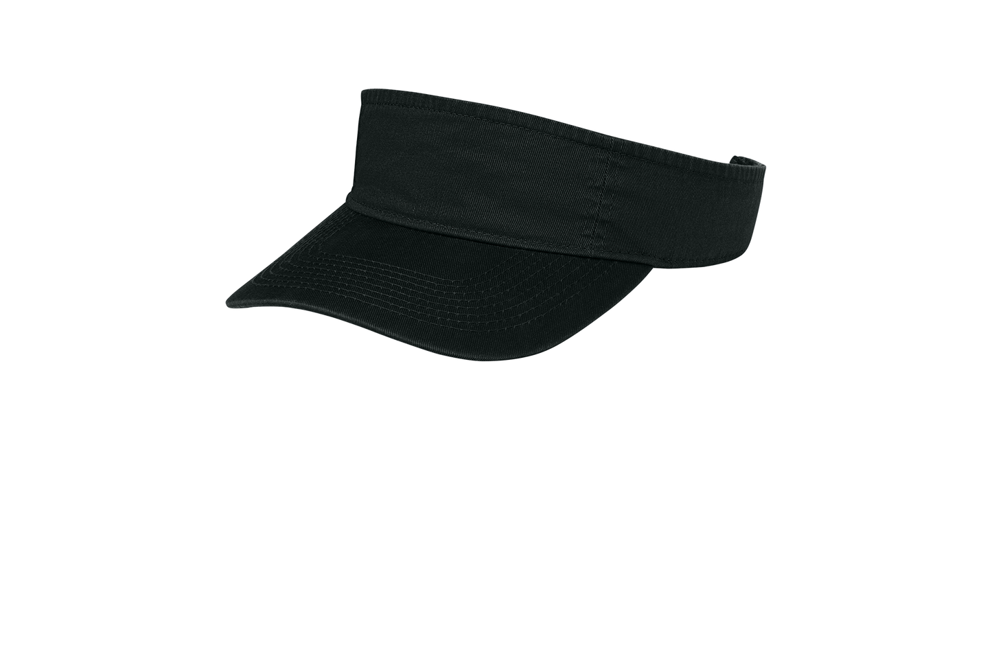 Custom Port Authority fashion visor in Black, left-side view