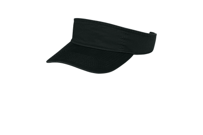 Custom Port Authority fashion visor in Black, left-side view