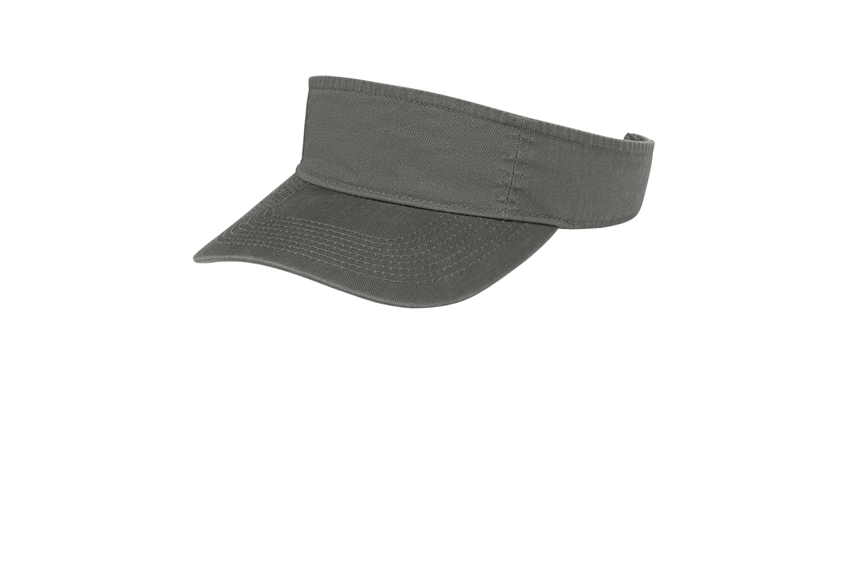 Custom Port Authority fashion visor in Charcoal, left-side view
