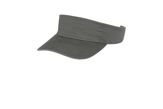 Custom Port Authority fashion visor in Charcoal, left-side view