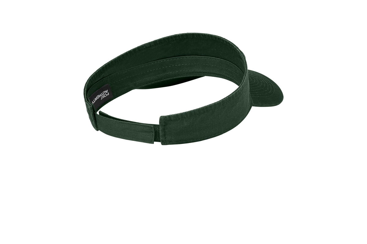 Custom Port Authority fashion visor in Hunter, back view