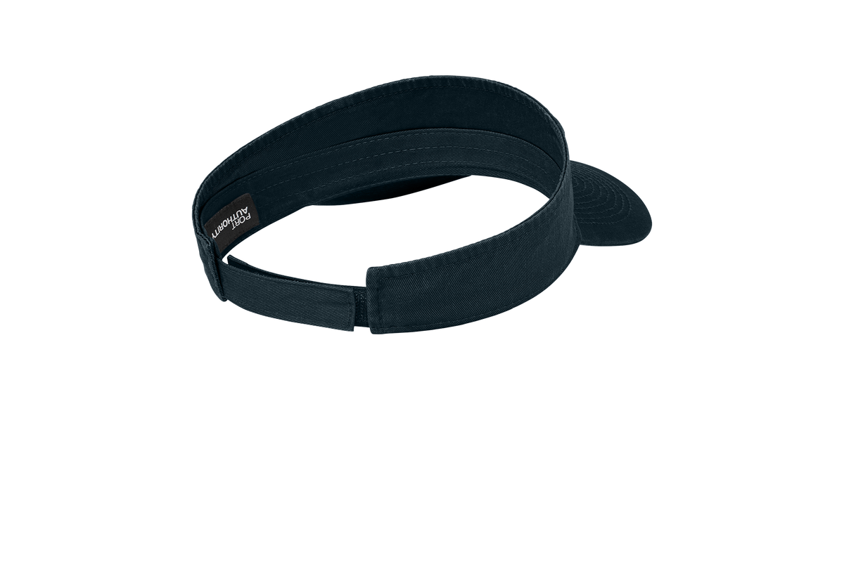 Custom Port Authority fashion visor in Navy, back view
