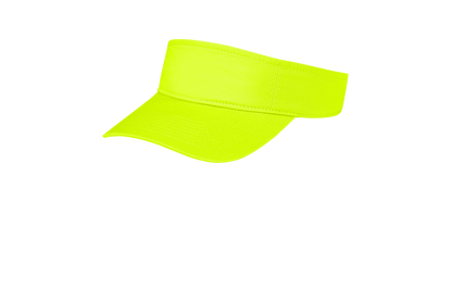 Custom Port Authority fashion visor in Neon Yellow, left-side view