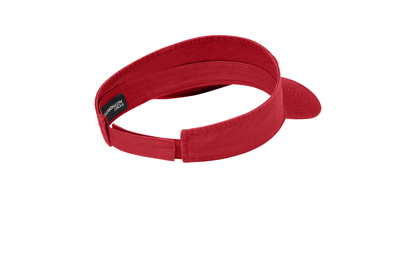 Custom Port Authority fashion visor in Red, back view