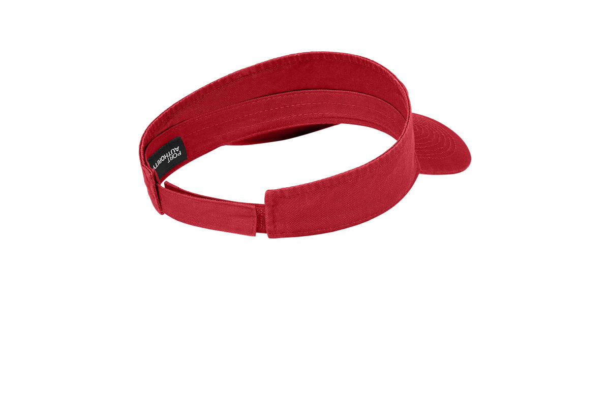 Custom Port Authority fashion visor in Red, back view